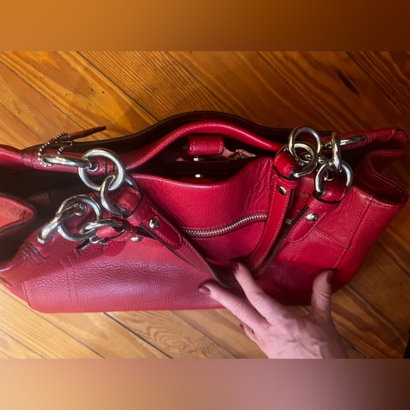 Coach Vintage F16531 Penelope Red Pebbled Leather Carryall Satchel - Picture 7 of 12